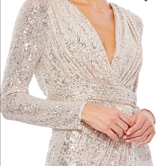 Sequin V-Neck Gown - Picture 2 of 8